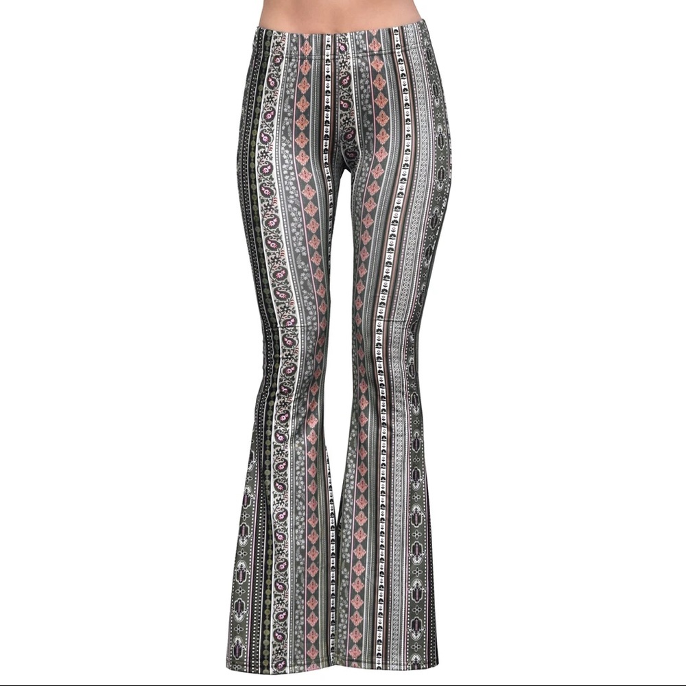 Olive hamsa bell bottom pants